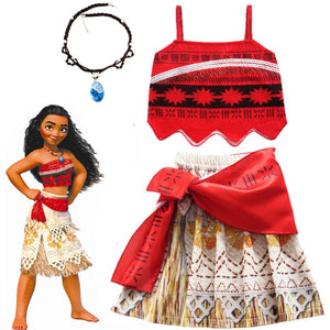 Kids Moana Cosplay Halloween Costume for Girls Vaiana Princess