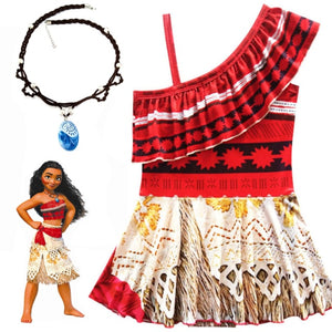 Kids Moana Cosplay Halloween Costume for Girls Vaiana Princess