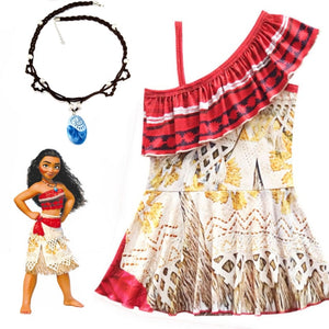 Kids Moana Cosplay Halloween Costume for Girls Vaiana Princess