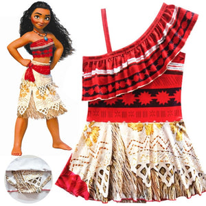 Kids Moana Cosplay Halloween Costume for Girls Vaiana Princess