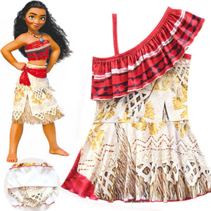 Kids Moana Cosplay Halloween Costume for Girls Vaiana Princess