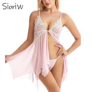 Transparent Lace Mesh Evening Dress Sleeveless Sexy Hot Pajamas Exotic Clothing Babydoll Novelty Special