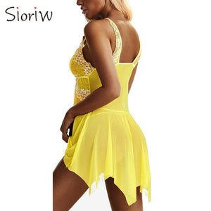 Transparent Lace Mesh Evening Dress Sleeveless Sexy Hot Pajamas Exotic Clothing Babydoll Novelty Special