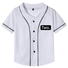 Load image into Gallery viewer, Children Baseball Jersey Birthday Gift Shirt Young Boy Girl Solid Black White Single Breasted Short Sleeve Tee Teen Clothes 2021
