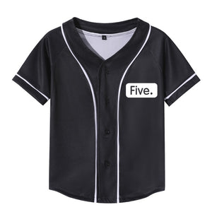 Children Baseball Jersey Birthday Gift Shirt Young Boy Girl Solid Black White Single Breasted Short Sleeve Tee Teen Clothes 2021