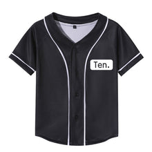 Load image into Gallery viewer, Children Baseball Jersey Birthday Gift Shirt Young Boy Girl Solid Black White Single Breasted Short Sleeve Tee Teen Clothes 2021
