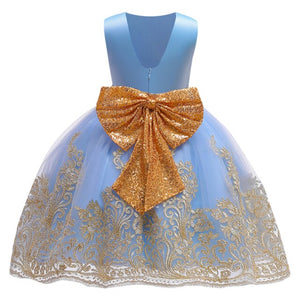 Summer Vintage Bow Kids Backless Dress Girl Children