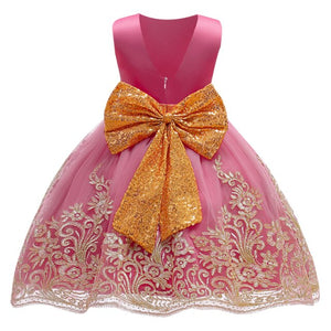 Summer Vintage Bow Kids Backless Dress Girl Children