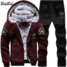 Load image into Gallery viewer, Winter Thick Men Sports Suit Tracksuit Hooded Sportswear Zipper
